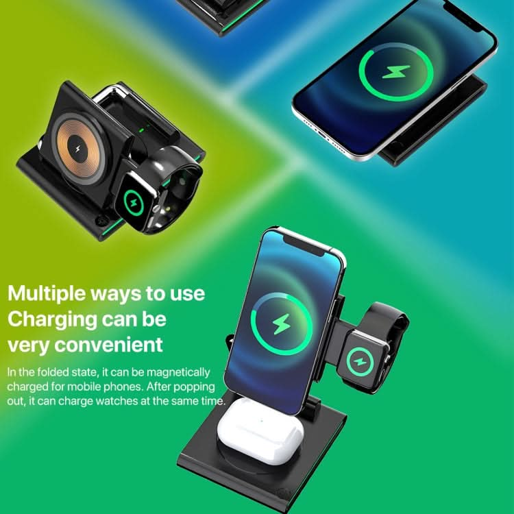 KTM8 15W 3 in 1 Portable Folding Magnetic Wireless Charger