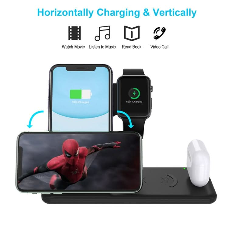 Q20 4 In 1 Wireless Charger Charging Holder Stand Station For iPhone / Apple Watch / AirPods, Support Dual Phones Charging