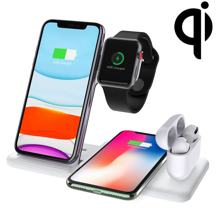 Q20 4 In 1 Wireless Charger Charging Holder Stand Station with Adapter For iPhone / Apple Watch / AirPods, Support Dual Phones Charging