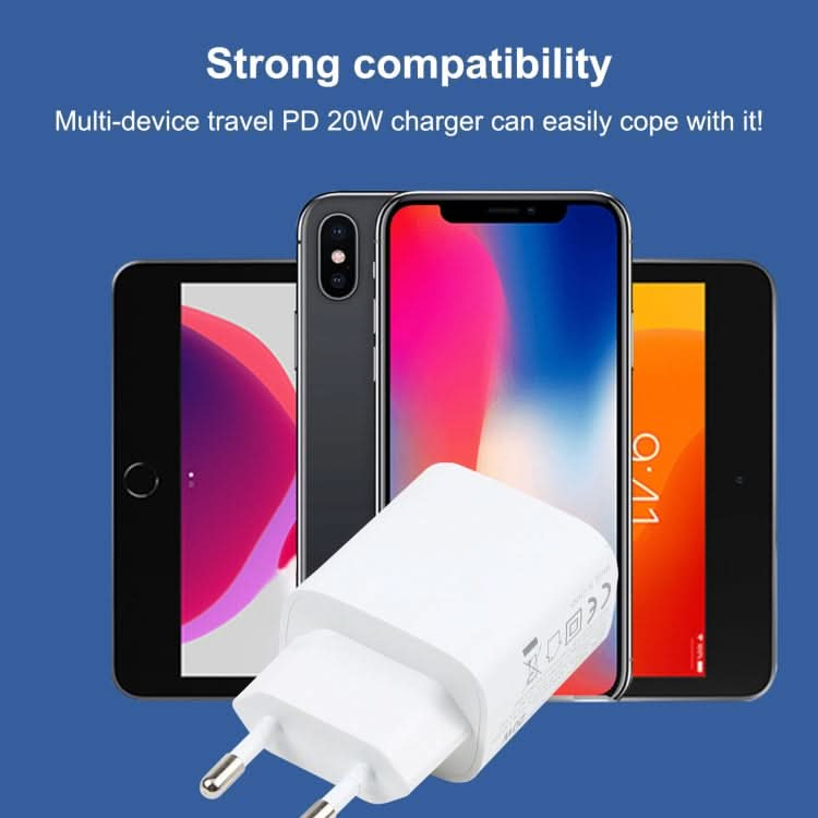 T087 20W USB-C / Type-C + USB Ports Fast Charging Travel Charger, EU Plug