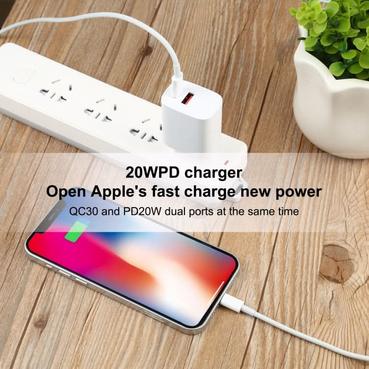 T087 20W USB-C / Type-C + USB Ports Fast Charging Travel Charger, EU Plug