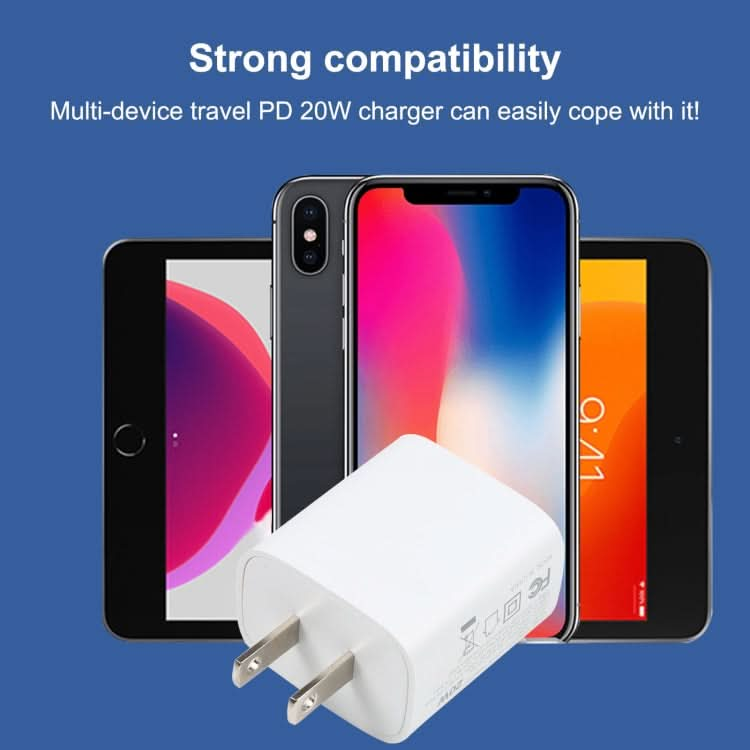 U087 20W USB-C / Type-C + USB Ports Fast Charging Travel Charger, US Plug