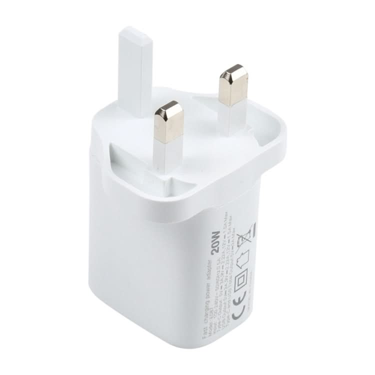 E087 20W USB-C / Type-C + USB Ports Fast Charging Travel Charger, UK Plug