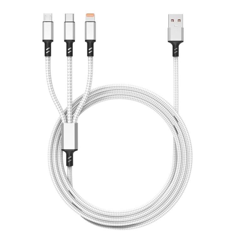 Orange Plug 3A 3 in 1 USB to Type-C / 8 Pin / Micro USB Fast Charging Cable, Cable Length: 1.2m