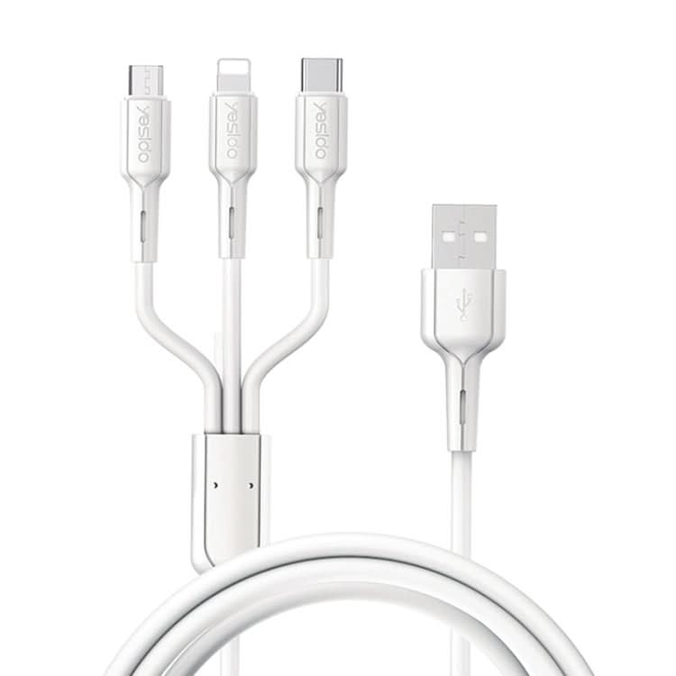 Yesido CA41 5A USB to 8 Pin + Micro + USB-C / Type-C Charging Cable, Length: 1m