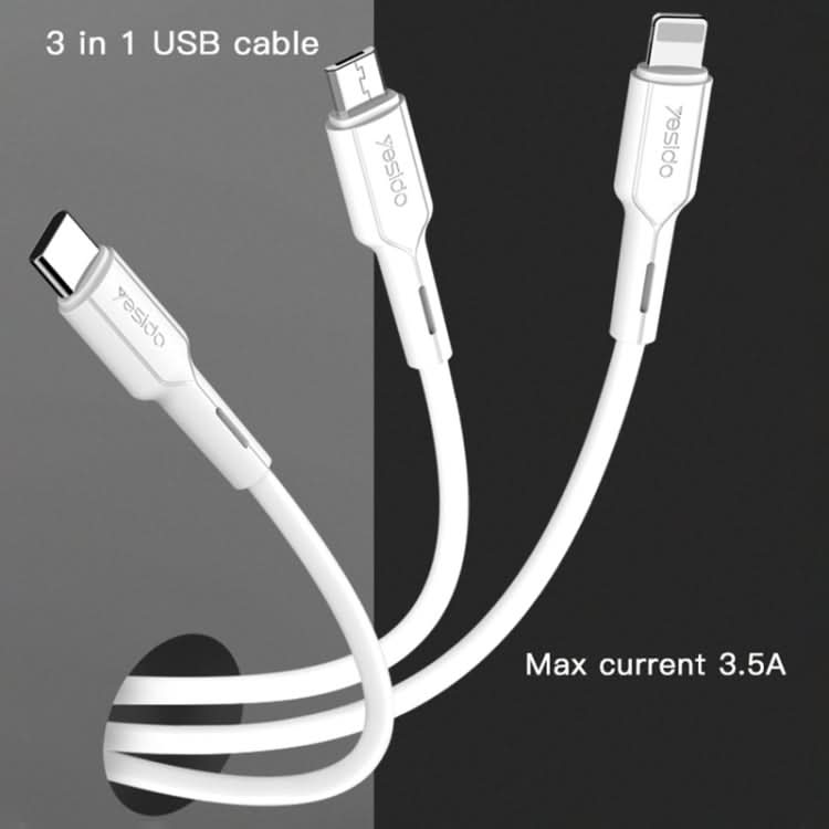 Yesido CA41 5A USB to 8 Pin + Micro + USB-C / Type-C Charging Cable, Length: 1m