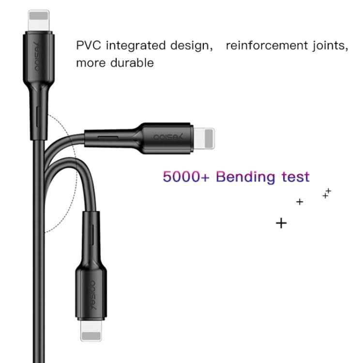 Yesido CA41 5A USB to 8 Pin + Micro + USB-C / Type-C Charging Cable, Length: 1m