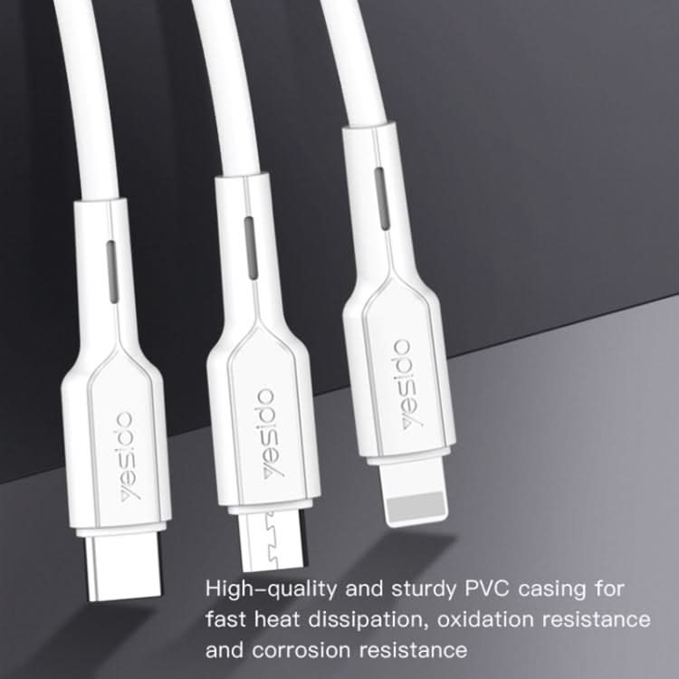 Yesido CA41 5A USB to 8 Pin + Micro + USB-C / Type-C Charging Cable, Length: 1m