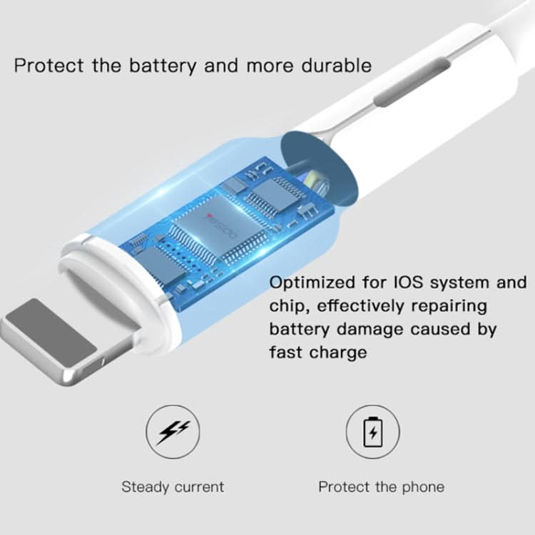 Yesido CA42 2.4A USB to 8 Pin Charging Cable, Length: 1m