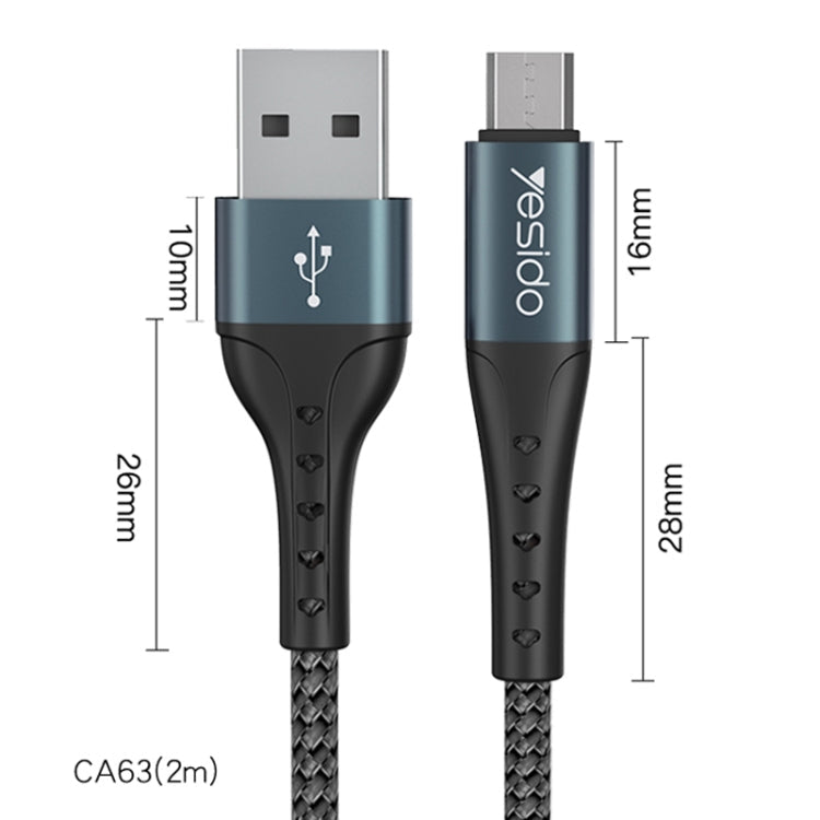 Yesido CA63 2.4A USB to Micro USB Charging Cable, Length: 2m