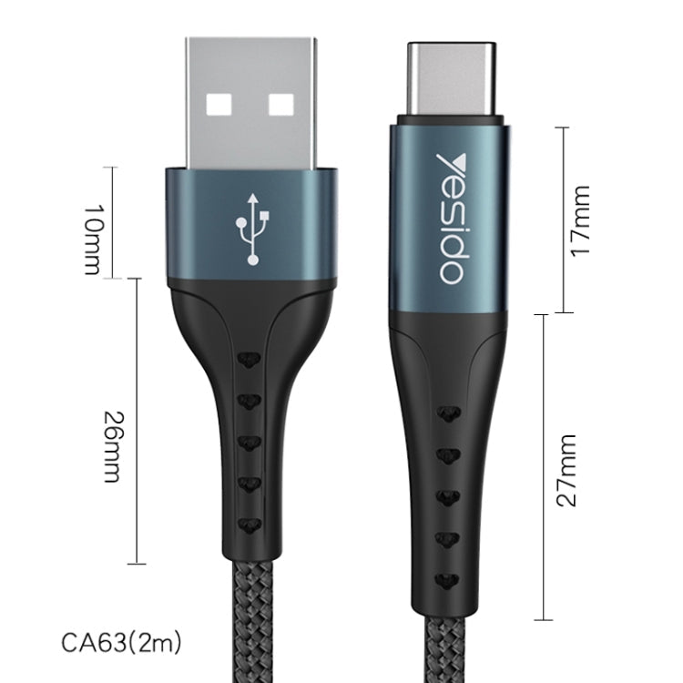 Yesido CA63 2.4A USB to USB-C / Type-C Charging Cable, Length: 2m