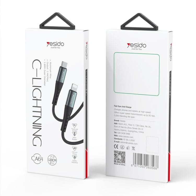 Yesido CA64 2.4A USB-C / Type-C to 8 Pin Charging Cable, Length: 1.2m