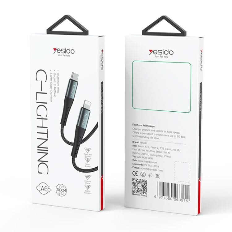 Yesido CA65 2.4A USB-C / Type-C to 8 Pin Charging Cable, Length: 2m