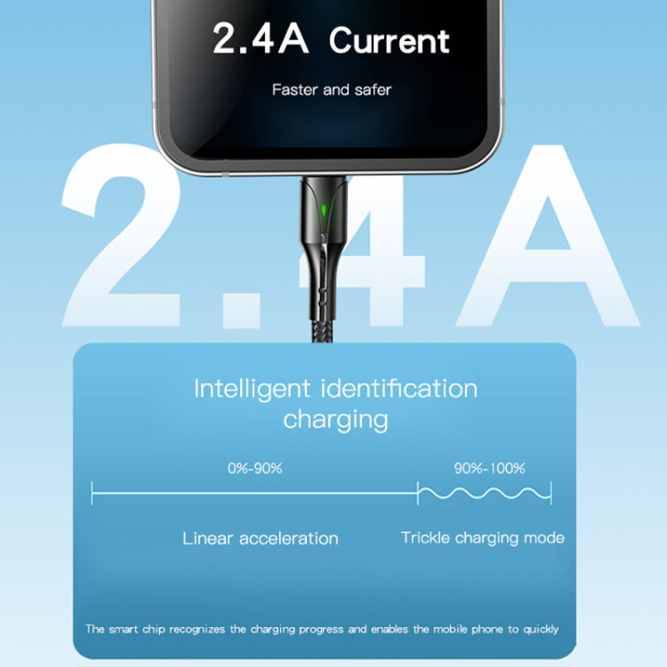 Yesido CA97 2.4A USB to Micro USB Charging Cable with Indicator Light, Length: 1.2m