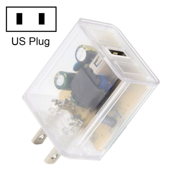 2A USB Transparent Charger, Specification: US Plug