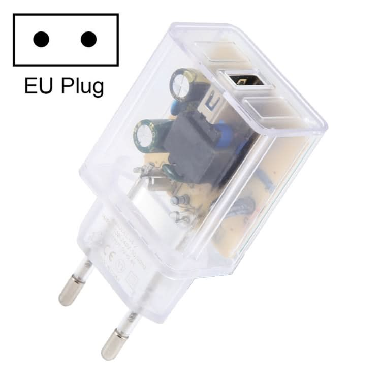 2A USB Transparent Charger, Specification: EU Plug