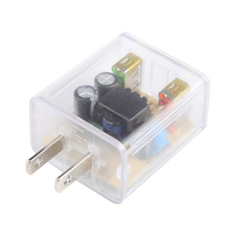 2A Dual USB Transparent Charger, specification: US Plug