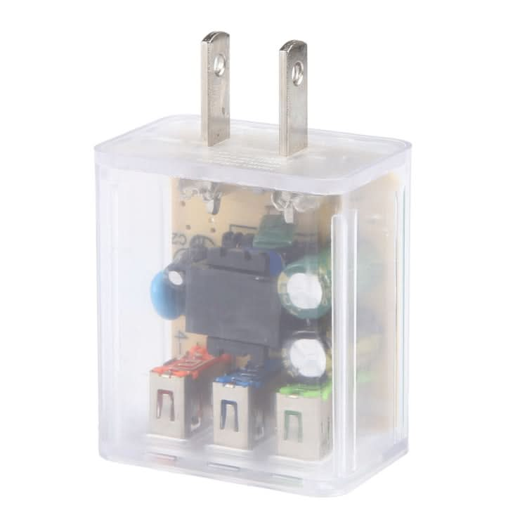 2A Three USB Transparent Charger, specification: US Plug