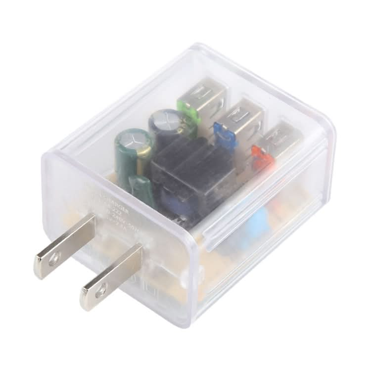 2A Three USB Transparent Charger, specification: US Plug