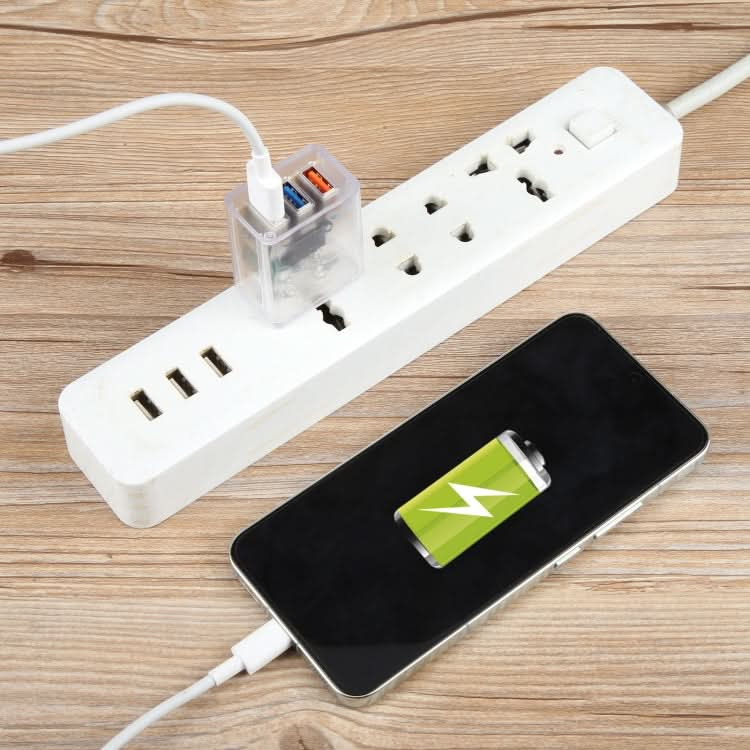 2A Three USB Transparent Charger, specification: US Plug