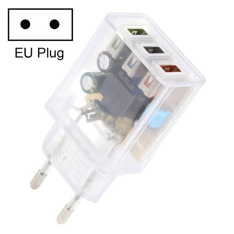 2A Three USB Transparent Charger, specification: EU Plug