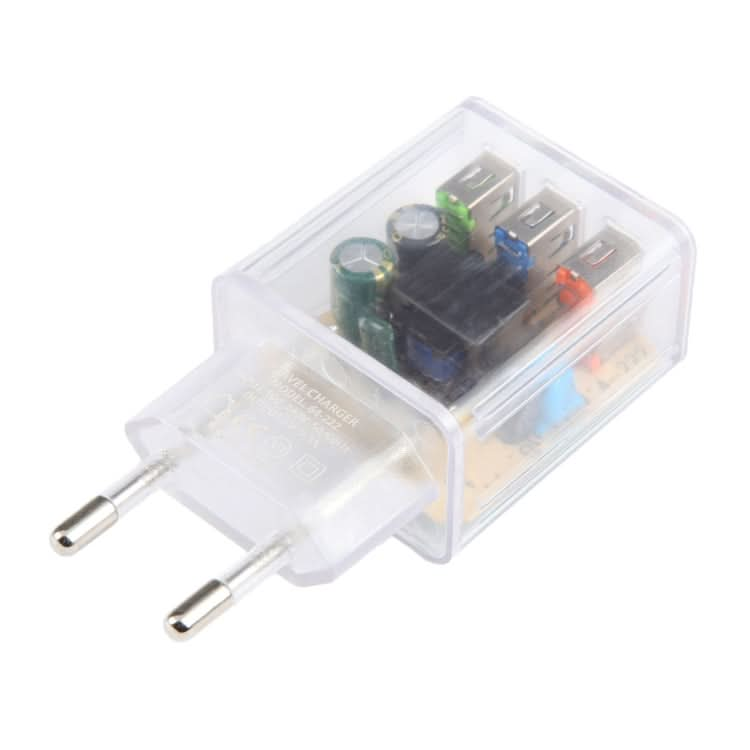 2A Three USB Transparent Charger, specification: EU Plug