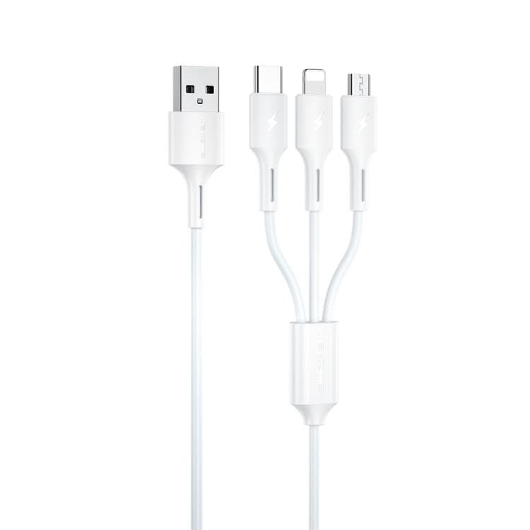 WK WDC-137 3 in 1 USB to Micro USB / 8 Pin + USB-C / Type-C 3A Fast Charing Cable