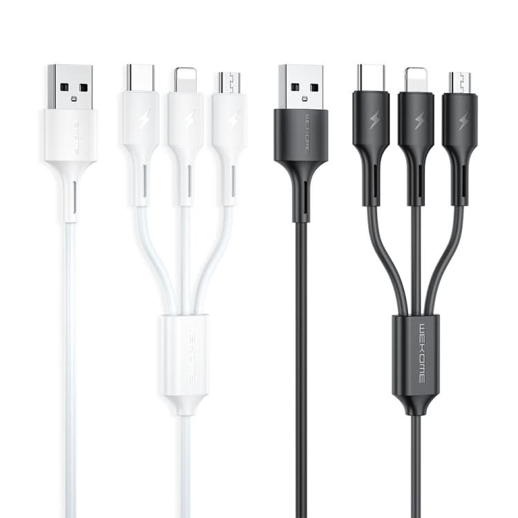 WK WDC-137 3 in 1 USB to Micro USB / 8 Pin + USB-C / Type-C 3A Fast Charing Cable