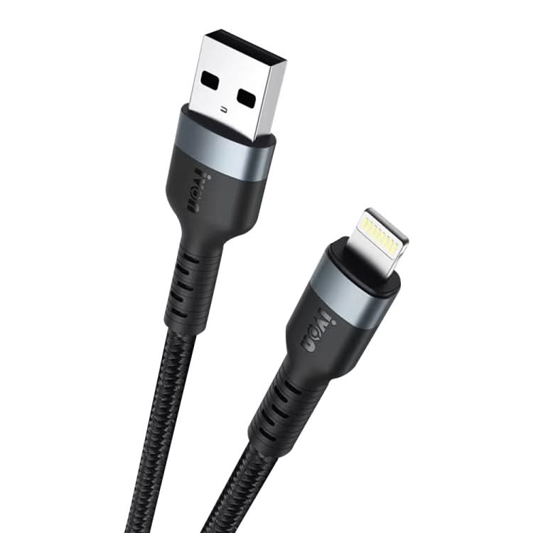 IVON CA88 12W 2.4A USB to 8 Pin Nylon Braid Fast Charge Data Cable, Cable Length: 1m