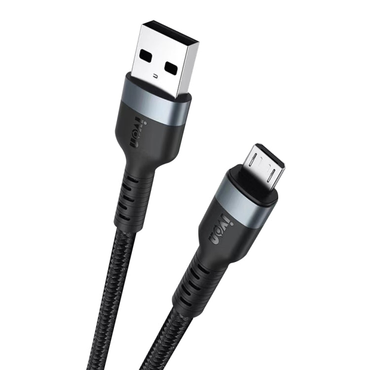 IVON CA88 12W 2.4A USB to Micro USB Nylon Braid Fast Charge Data Cable, Cable Length: 1m My Store