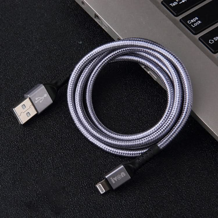 IVON CA89 2.1A USB to 8 Pin Braid Fast Charge Data Cable, Cable Length: 1m