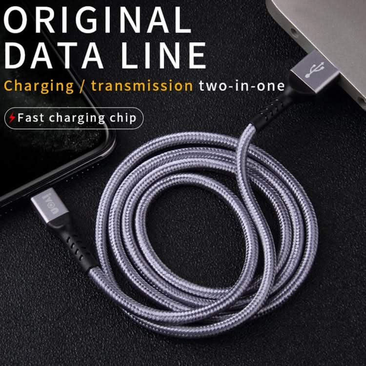 IVON CA89 2.1A USB to 8 Pin Braid Fast Charge Data Cable, Cable Length: 1m