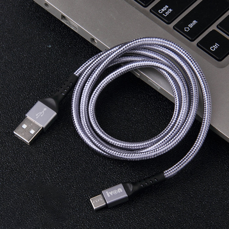 IVON CA89 2.1A USB to USB-C / Type-C Braid Fast Charge Data Cable, Cable Length: 1m