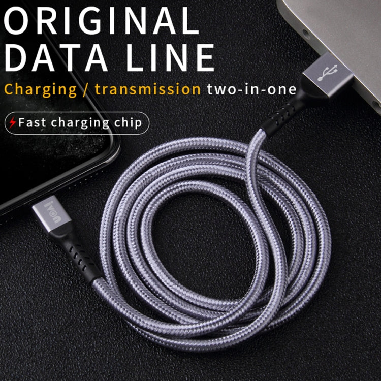 IVON CA89 2.1A USB to USB-C / Type-C Braid Fast Charge Data Cable, Cable Length: 1m