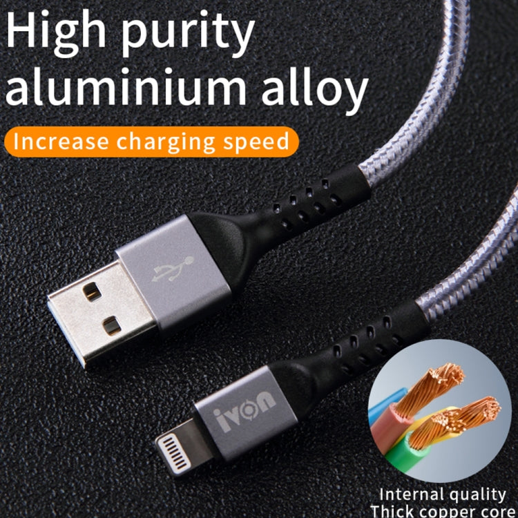 IVON CA89 2.1A USB to Micro USB Braid Fast Charge Data Cable, Cable Length: 1m My Store