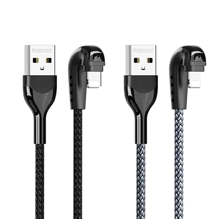 REMAX RC-177i Heymanba II 2.1A USB to 8 Pin 180 Degrees Elbow Zinc Alloy Braided Gaming Data Cable, Cable Length: 1m