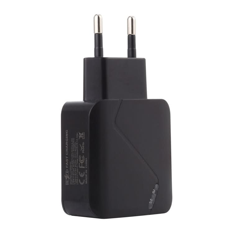 LZ-819A+C QC3.0 USB + PD 18W USB-C / Type-C Interfaces Travel Charger with Indicator Light, EU Plug