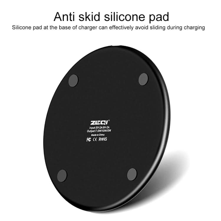 ZEQI W11 10W Smart Cooling Non-slip Aluminum Alloy Wireless Charger