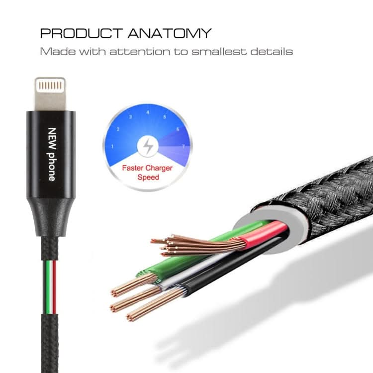 5V 2A 8 Pin Male to 8 Pin Male Braided Data Cable