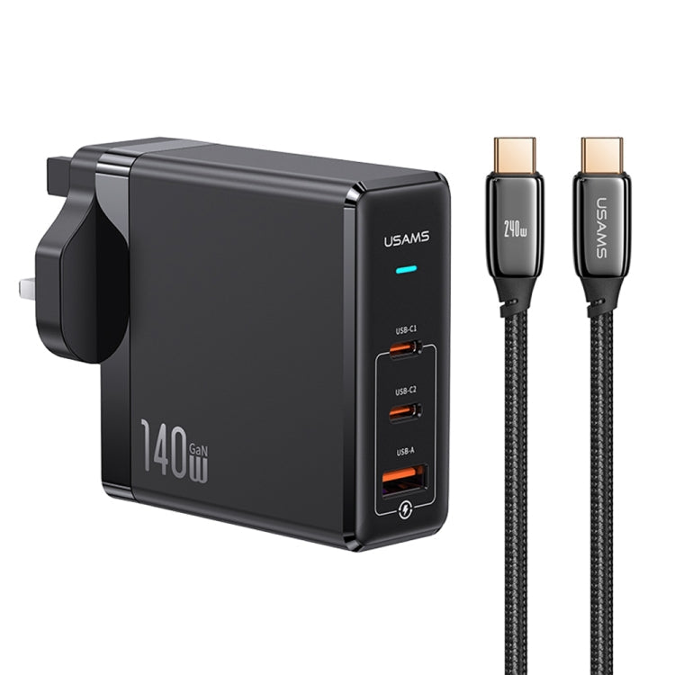 USAMS US-SJ581 T53 3 in 1 140W 3 USB Interfaces GaN Fast Charger Set, UK Plug My Store