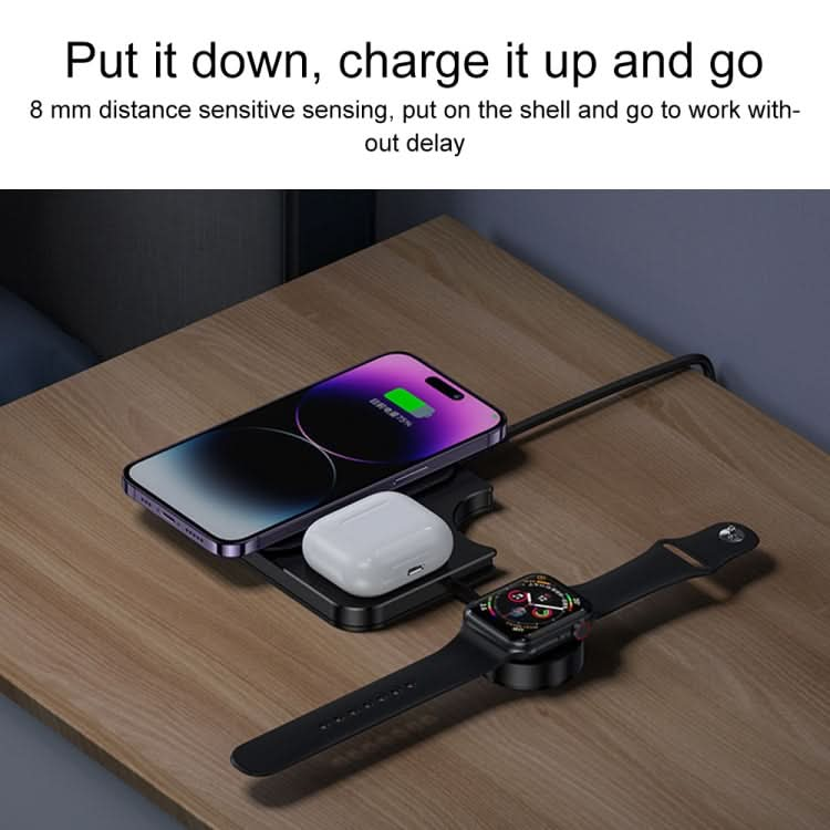 USAMS US-CD190 15W 3 in 1 Multifunctional Desktop Wireless Charger