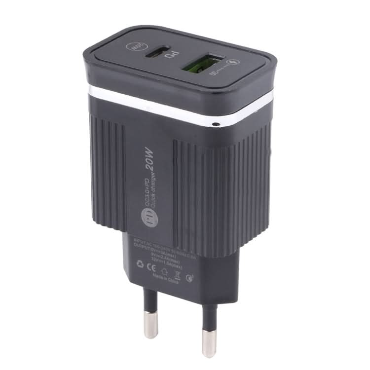 46-A2C2 20W PD + QC3.0 USB Multifunction Fast Charger£¬EU Plug