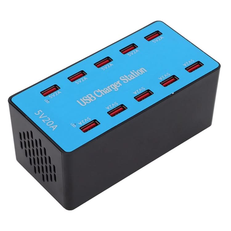 A5B 100W 10 Ports USB Smart Charging Station with Indicator Light, US Plug