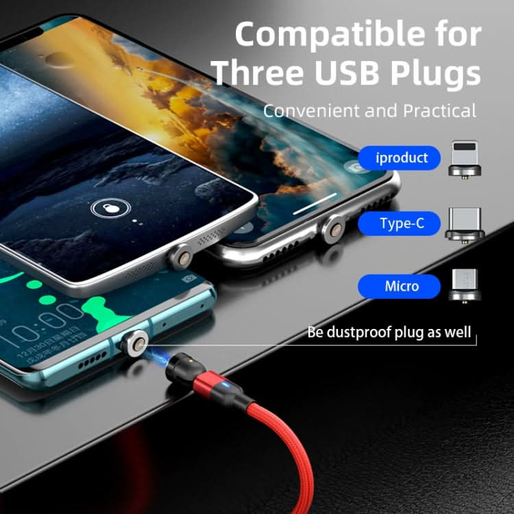 1m 3A Output 3 in 1 USB to 8 Pin + USB-C / Type-C + Micro USB 540 Degree Rotating Magnetic Data Sync Charging Cable