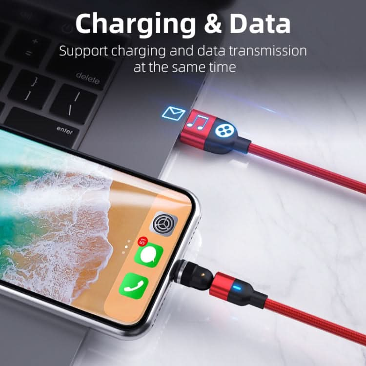 1m 3A Output 3 in 1 USB to 8 Pin + USB-C / Type-C + Micro USB 540 Degree Rotating Magnetic Data Sync Charging Cable