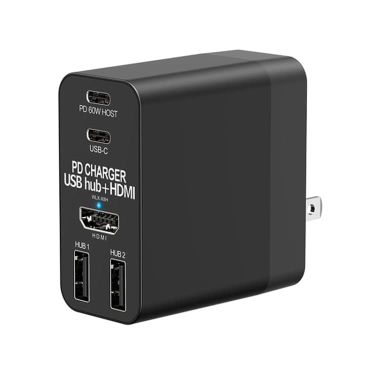 X8H 60W Type-C + USB + HDMI HUB PD Charger, US Plug