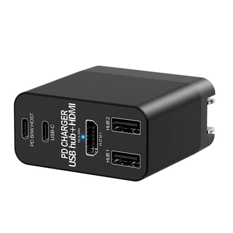 X8H 60W Type-C + USB + HDMI HUB PD Charger, US Plug