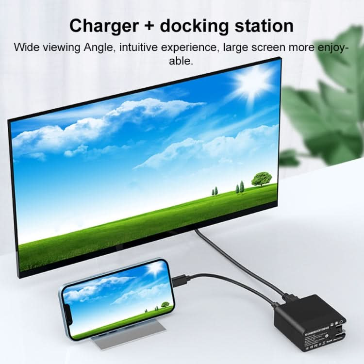 X8H 60W Type-C + USB + HDMI HUB PD Charger, US Plug