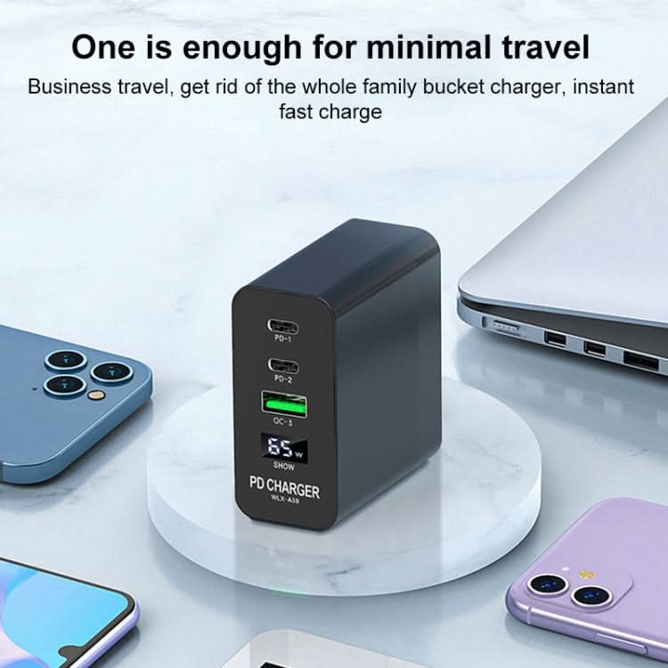 A3B 65W Output USB-C / Type-C x 2 + USB HUB PD Charger, US Plug