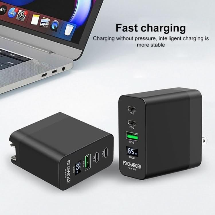 A3B 65W Output USB-C / Type-C x 2 + USB HUB PD Charger, US Plug